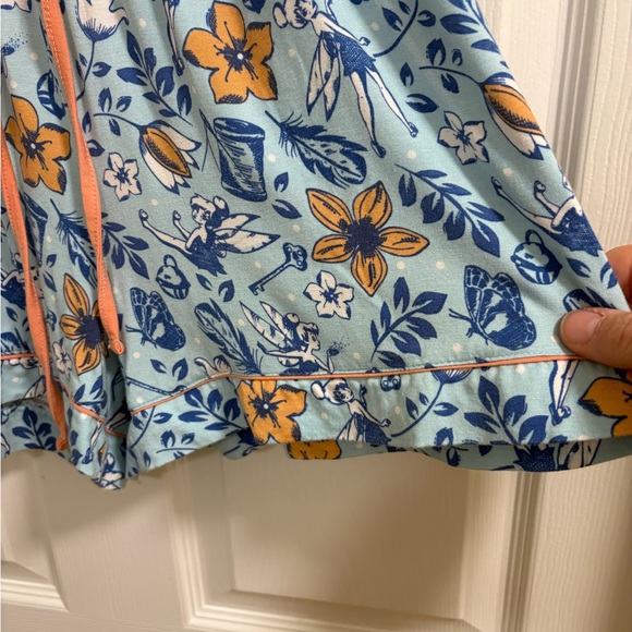 Disney tinkerbell shortie pajamas, blue with peach trim - Picture 4 of 6